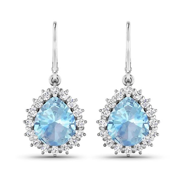 14KT White Gold 2.5ctw Aquamarine and Diamond Earrings
