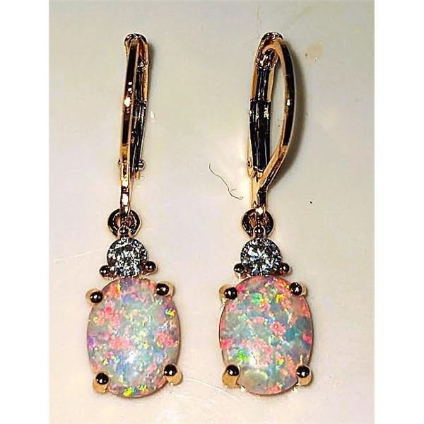 Dazzling 4 Cwt. Welo Color Play Lab Simulated Opal Earrings