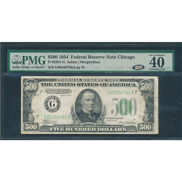 1934 $500 Chicago FRN PMG 40