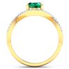 Image 4 : 14KT Yellow Gold 1ctw Zambian Emerald and Diamond Ring