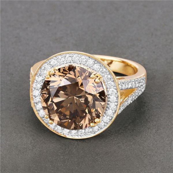 18KT Yellow Gold 7.07ct Brown Diamond Ring