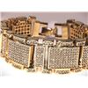 Image 7 : Huge 90 Gram 14 Kt Gold Plate Italian God Father Simulated Diamond Link Bracelet