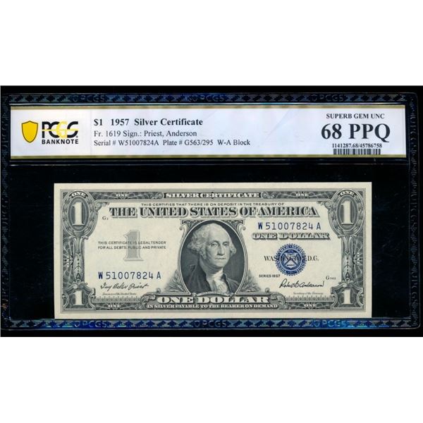 1957 $1 Silver Certificate PCGS 68PPQ
