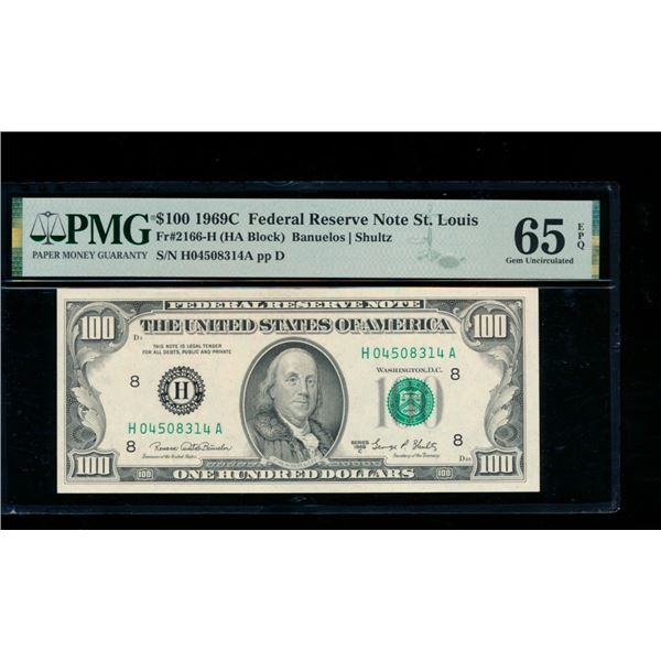 1969C $100 St Louis FRN PMG 65EPQ