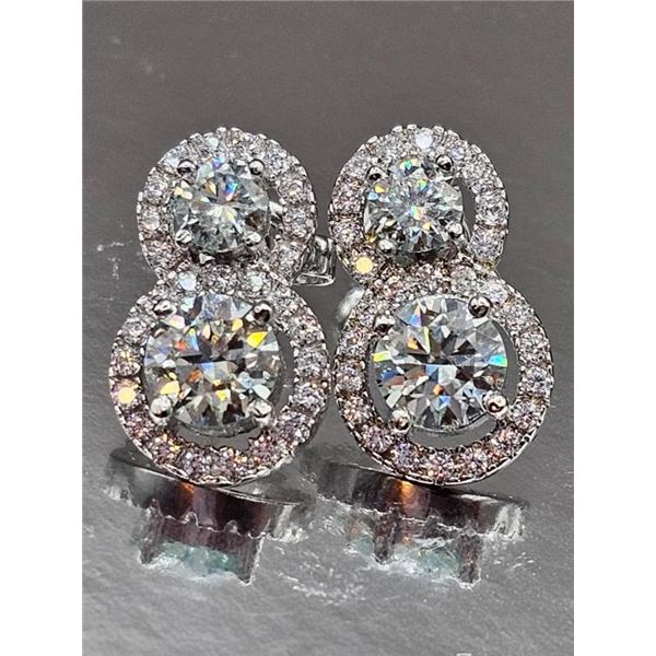 Sparkling 5.75 Ctw White Ice Blue Lab Simulated Diamond Earrings