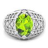 Image 3 : 14KT White Gold 2.3ctw Peridot and Diamond Ring