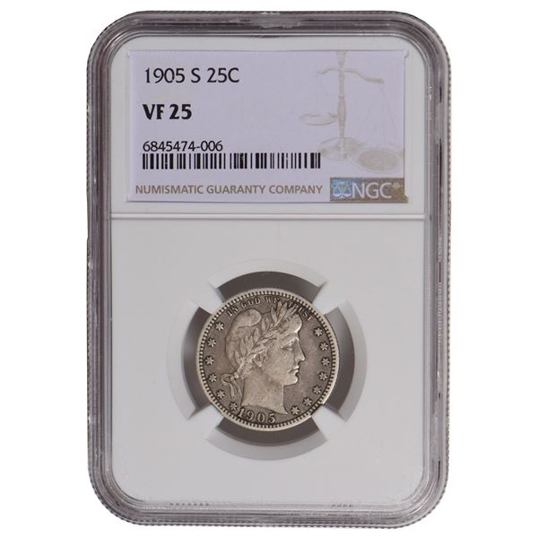 1905-S Barber Quarter NGC VF25