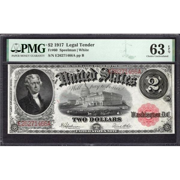 1917 $2 Legal Tender Note PMG 63EPQ