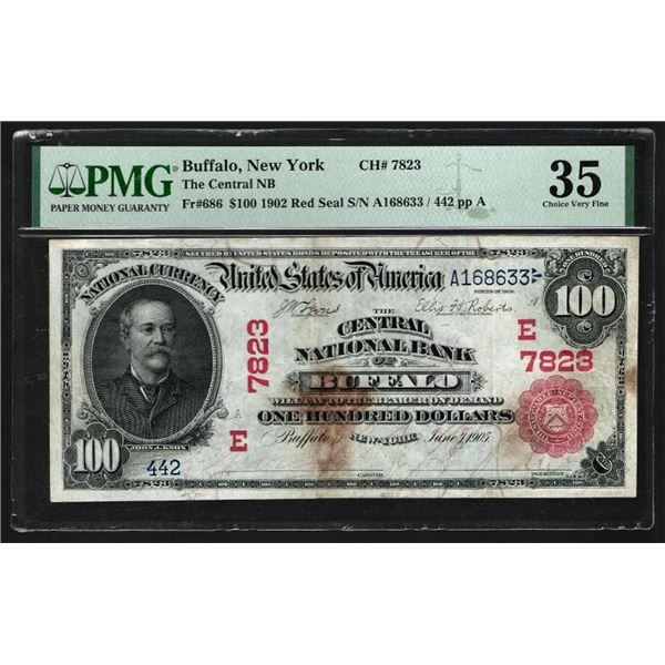 1902 $100 Red Seal Buffalo NY National PMG 35