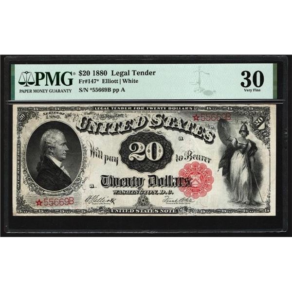 1880 $20 STAR Legal Tender Note PMG 30