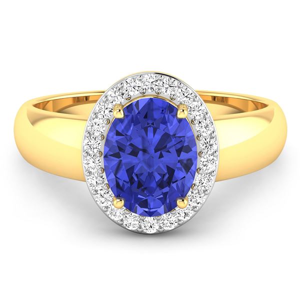 14KT Yellow Gold 1.41ct Tanzanite and Diamond Ring