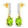 Image 2 : 14KT Yellow Gold 1.26ctw Peridot Topaz and Diamond Earrings