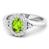 Image 2 : 14KT White Gold 0.63ctw Peridot and Diamond Ring