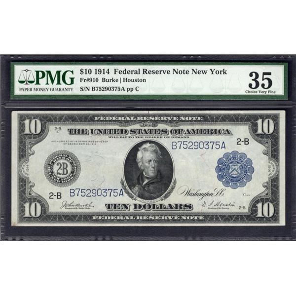 1914 $10 New York FRN PMG 35