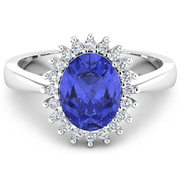 14KT White Gold 1.09ct Tanzanite and Diamond Ring