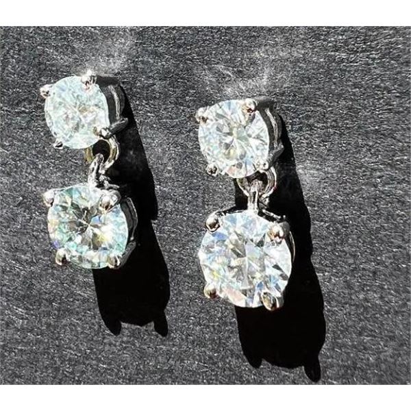 Sparkling 3.25cttw White E-F Fire Moissanite Drop Earrings