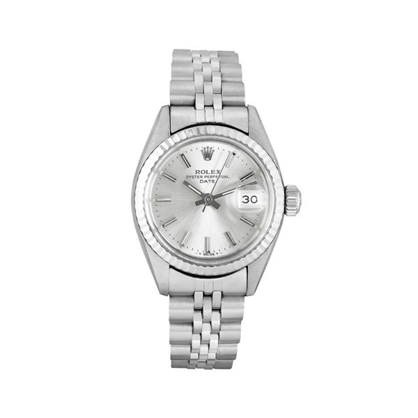 Rolex Ladies Stainless Steel 14K Fluted Bezel Date Watch