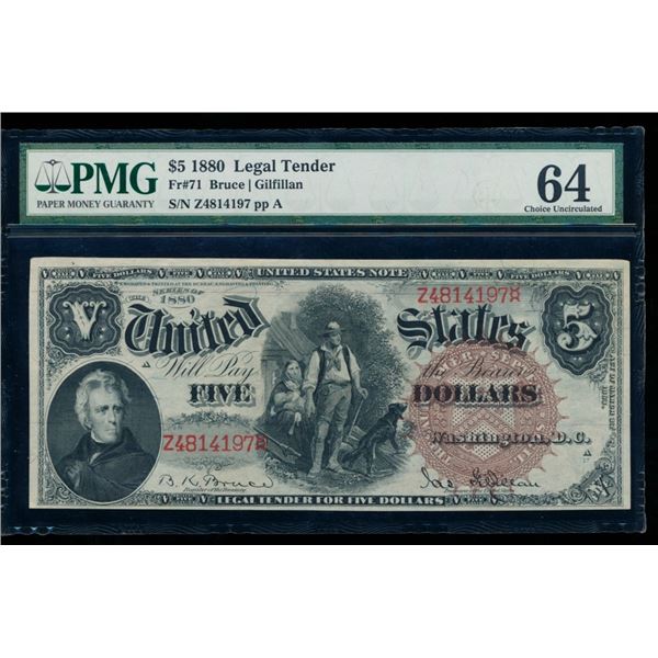 1880 $5 Legal Tender Note PMG 64