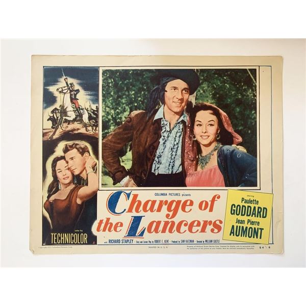 Charge of the Lancers original 1954 vintage lobby card