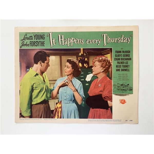 It Happens Every Thursday  original 1953 vintage lobby card