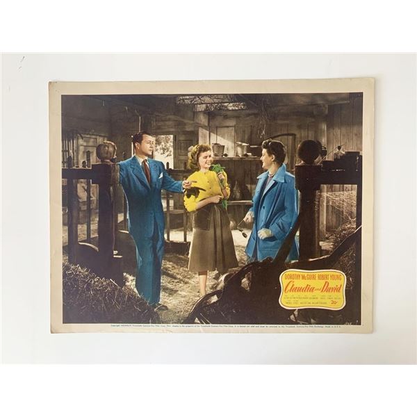 Claudia and David original 1946 vintage lobby card