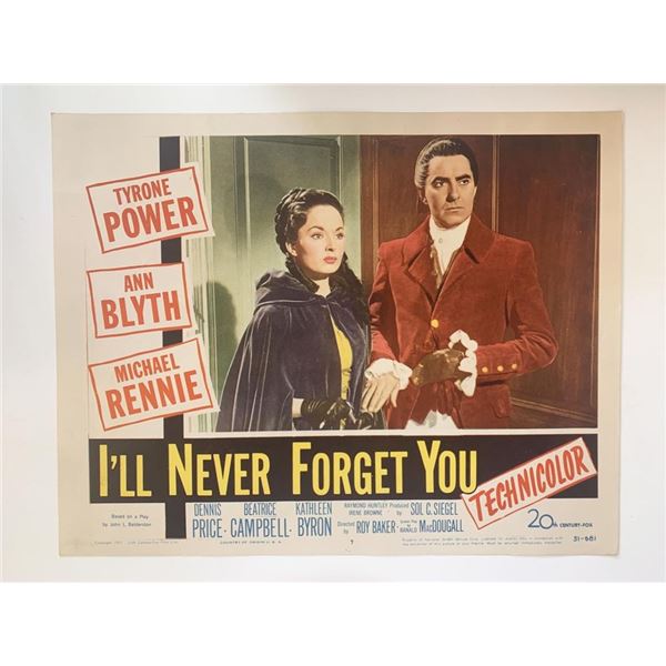 I'll Never Forget You original 1951 vintage lobby card