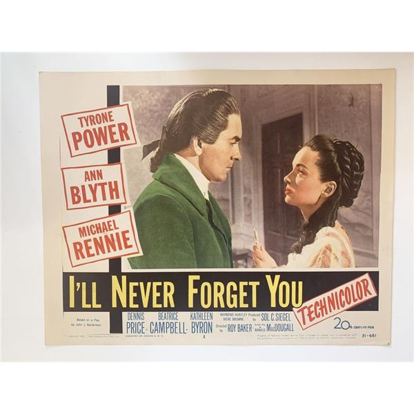 I'll Never Forget You original 1951 vintage lobby card