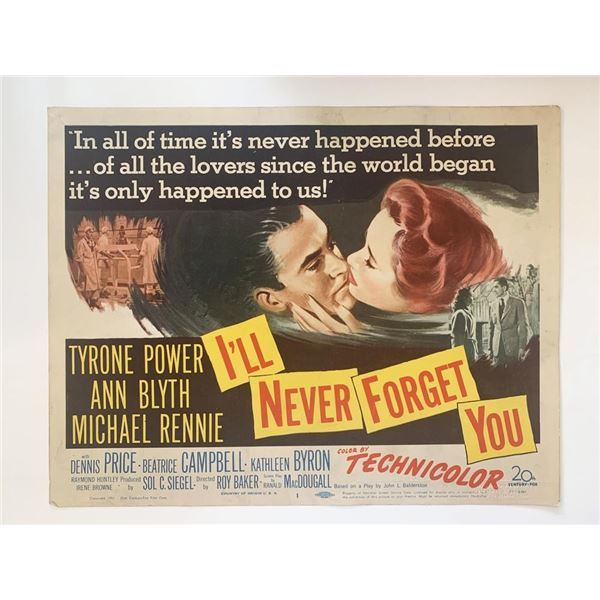 I'll Never Forget You original 1951 vintage lobby card