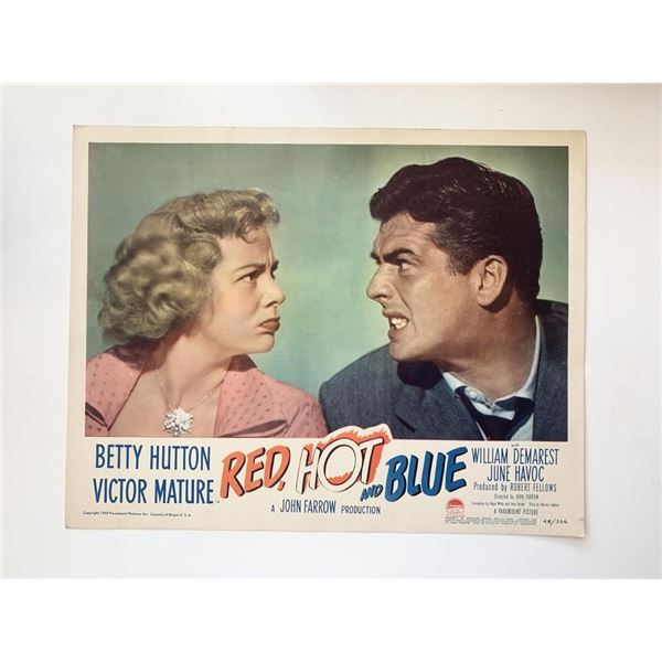 Red, Hot and Blue original 1949 vintage lobby card