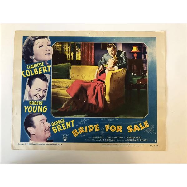 Bride for Sale original 1949 vintage lobby card