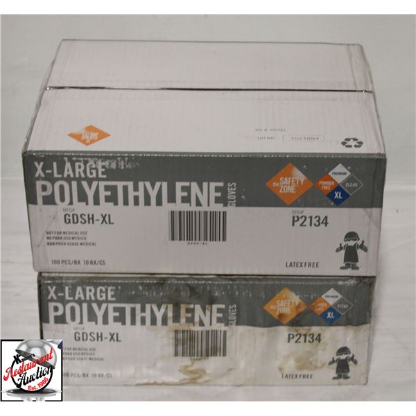 2 CASES OF THE SAFTEY ZONE X-LARGE POLYETHYLENE