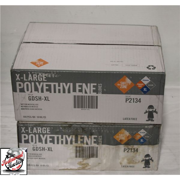 2 CASES OF THE SAFTEY ZONE X-LARGE POLYETHYLENE