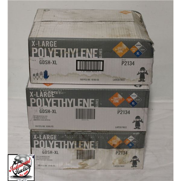3 CASES OF THE SAFTEY ZONE X-LARGE POLYETHYLENE