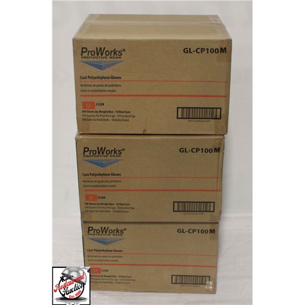 3 CASES OF PROWORKS CAST POLETHYLENE MEDIUM