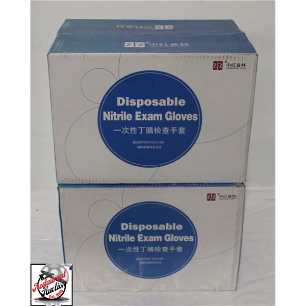 2 CASES OF ZZ DISPOSABLE NITRIL EXAM GLOVES SMALL