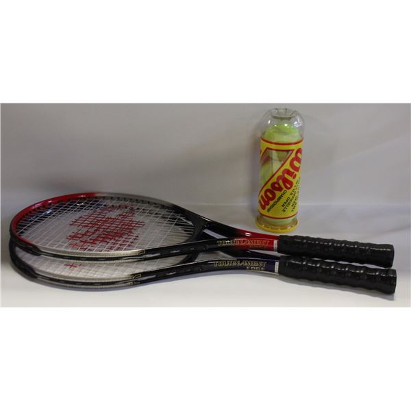 2 X TENNIS RACQUETS WITH BALLS