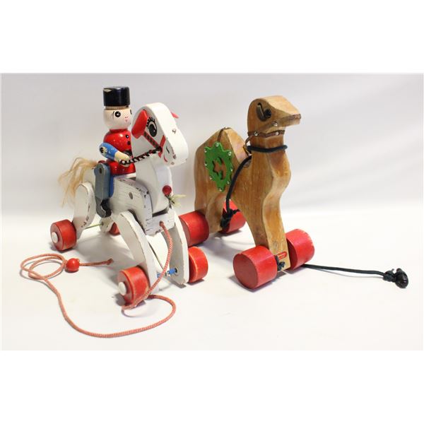 TWO VINTAGE ANIMATED PULL-ALONG 1950'S TOYS