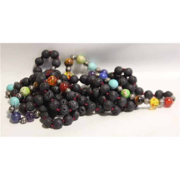 LAVA STONE LONG NECKLACE CHKRAS