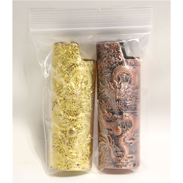 2 DRAGON LIGHTER METAL CASES STAMPED BOTTOM