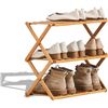 Image 1 : NEW 3 TIER FOLDABLE BAMBOO ORGANIZER SHOE RACK 20'