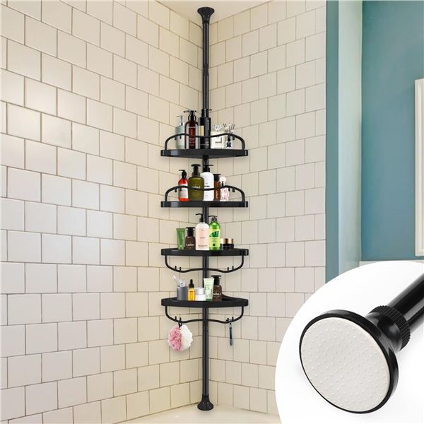 NEW WITH BOX TENSION CORMER SHOWER POLE CADDY BLAC
