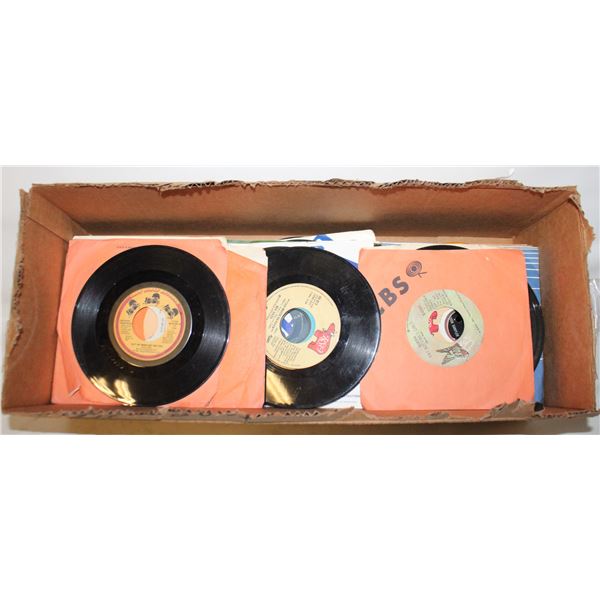 BOX OF 120 ROCK & ASSTD 45 RPM JUKE BOX RECORDS
