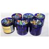 Image 1 : 6 VINTAGE MARBLE FILLED BLUE GLASS NOXEMA JARS.
