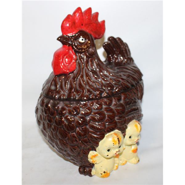 1940'S ENESCO HEN & CHICKS COOKIE JAR