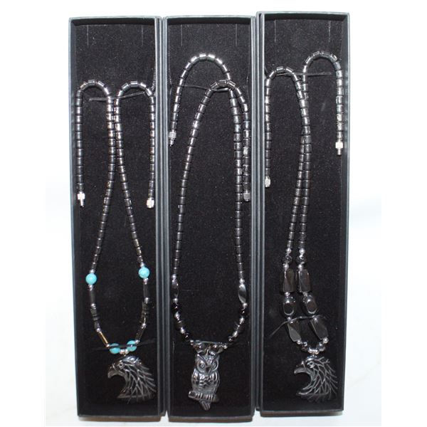 3 NECKLACES 2 EAGLES AND 1 OWL