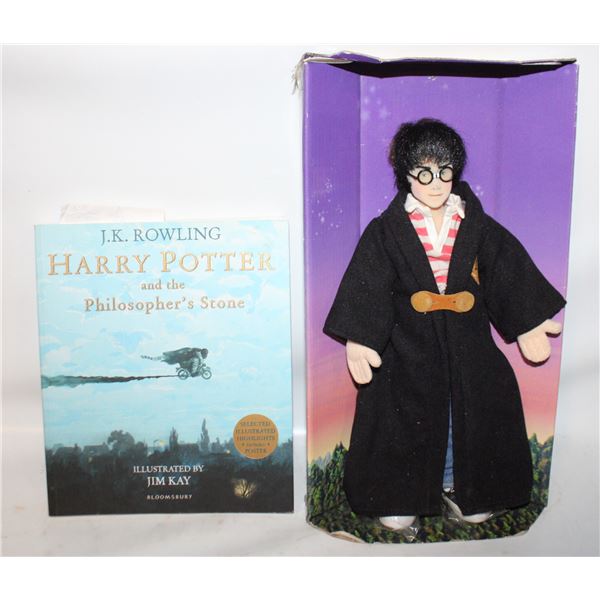 12" HARRY POTTER DOLL & PHILOSOPHERS STONE BOOK