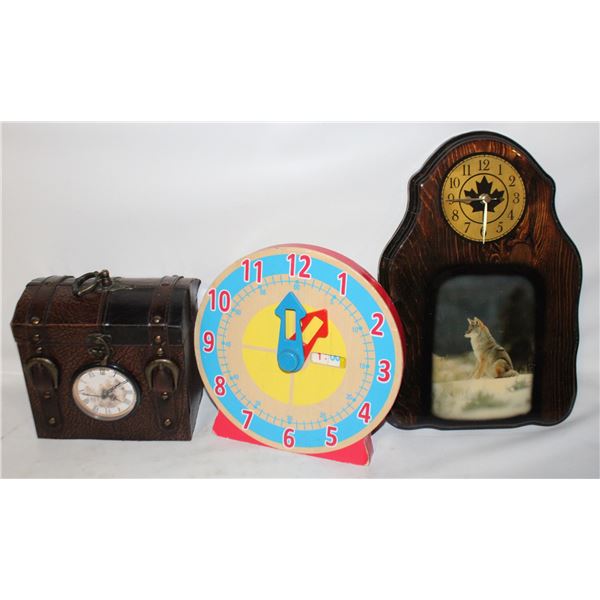 WOODEN WALL CLOCK & TREASURE CHEST CLOCK