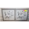 Image 1 : 2 PIECES FLORAL ART WORK 11"X11"