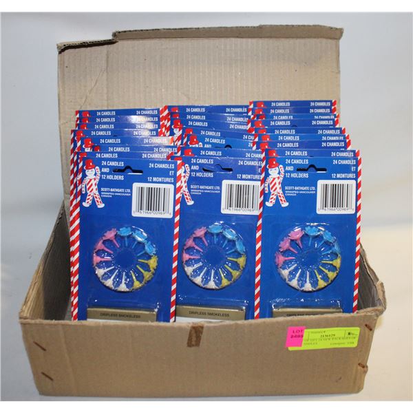 LOT OF QTY 24 NEW PACKAGES OF 24 CANDLES