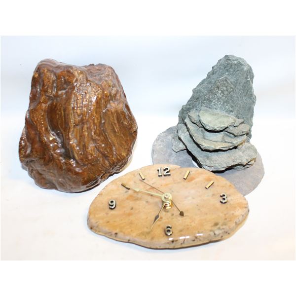 LOT OF PETRIFIED WOOD FINISHED WITH OTHER STONE